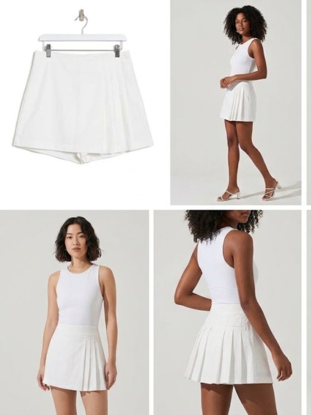 Leighton Pleated High Rise Skort White Cream Tenniscore Mini L